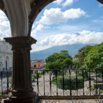 Parque Central and Agua Volcano, Antigua, Guatemala